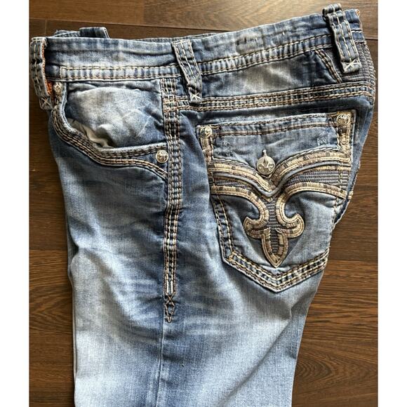 Rock Revival Brayen Straight Mens Size 36x 29 Distressed Embroidered Contrast - Picture 4 of 15